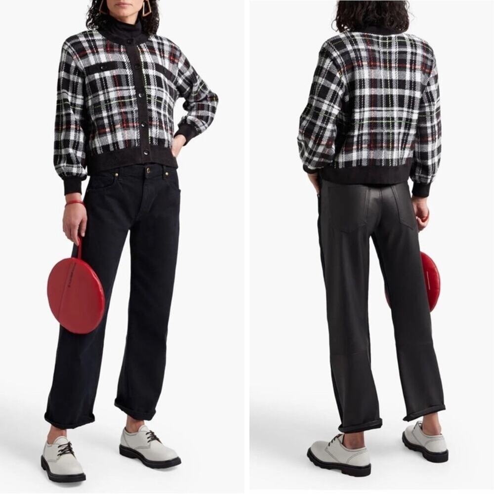 Alice + Olivia Freedom Checked jacquard-knit Sweater